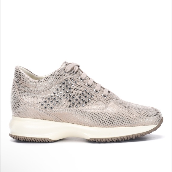Hogan Shoes - Hogan Taupe Metallic Embellished Women's Sneaker obo
